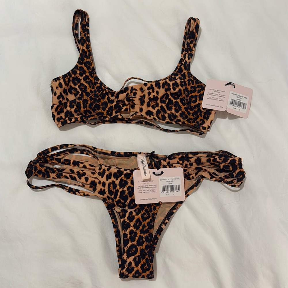 Agent Provocateur Dakotta Swim Bra / Bikini Top and Bikini Bottom - Leopard NWT